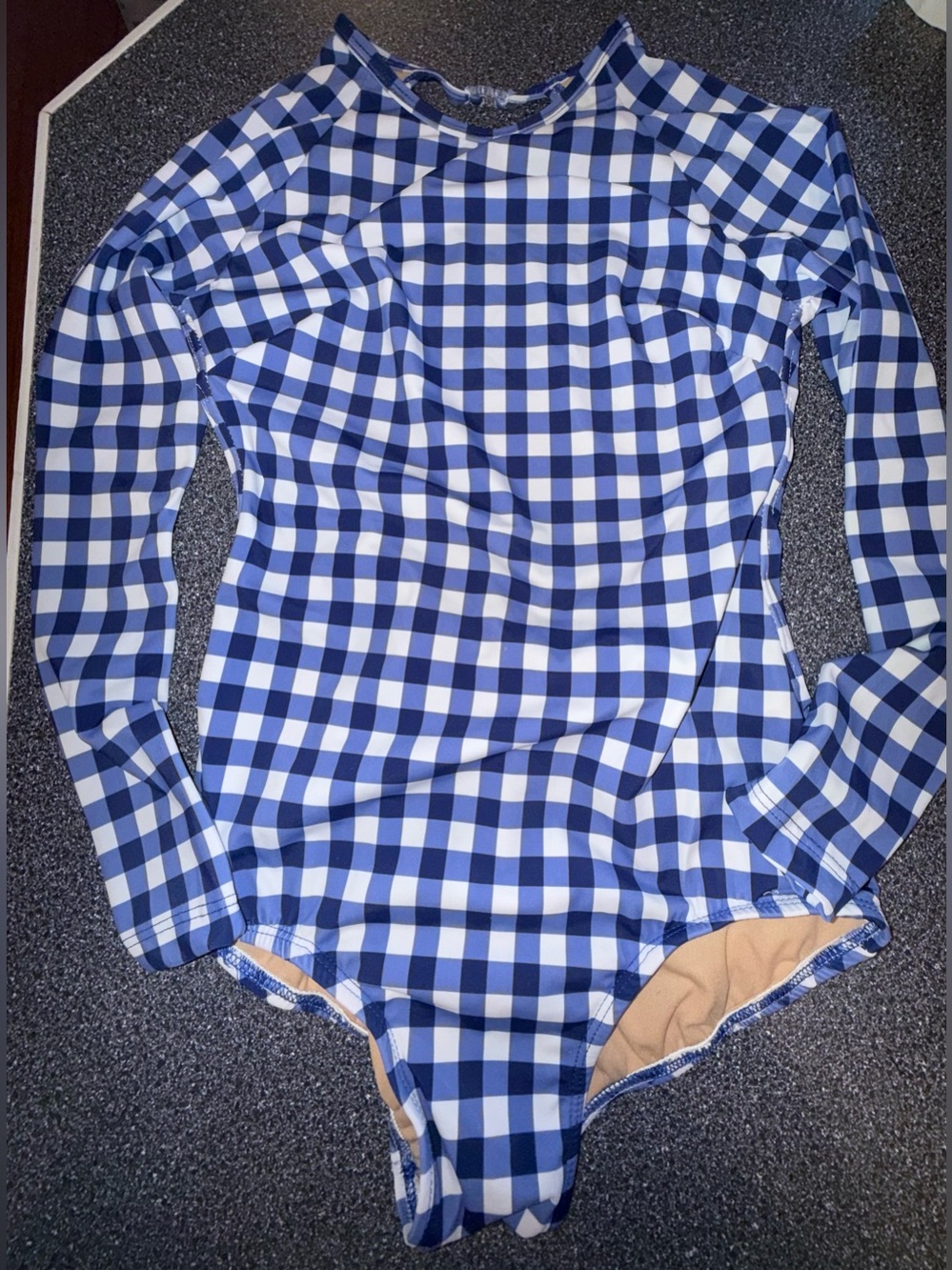 Kandi Kouture Dance Leotard Blue & White Gingham Long-Sleeve Size Adult Small